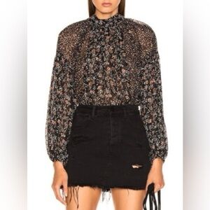Ulla Johnson silk Ora blouse in Noir floral size 6